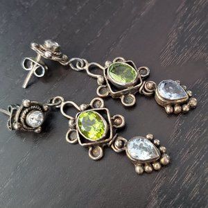 Vintage Peridot and sapphire earrings